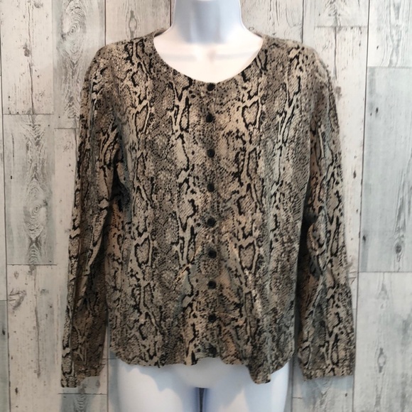 Style & Co Animal Print Cardigan Large - Picture 1 of 7